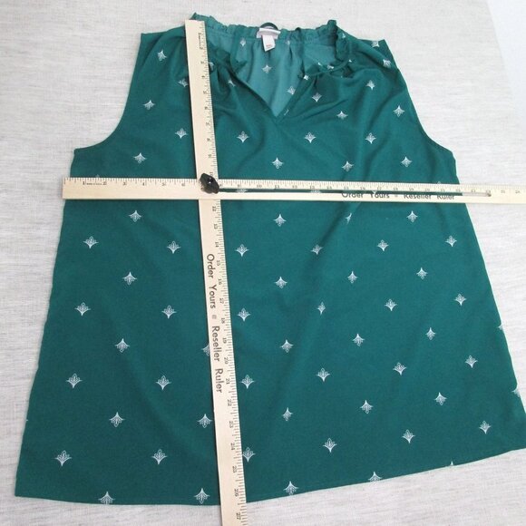 Merona Blouse Top Women's Size XX-Large Green Floral Sleeveless Pullover Polyest - Picture 6 of 8